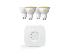 Philips Hue Pakiet: żarówka GU10 do białego oświetlenia ambientowego + mostek Hue Bridge* Zestawy|Żarówki