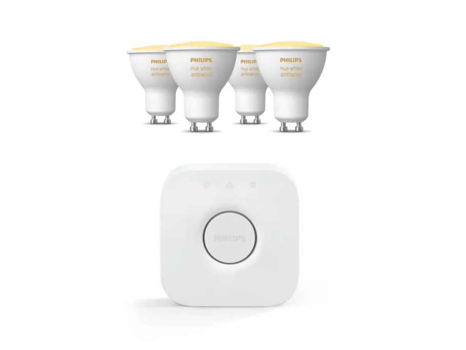 Philips Hue Pakiet: żarówka GU10 do białego oświetlenia ambientowego + mostek Hue Bridge* Zestawy|Żarówki