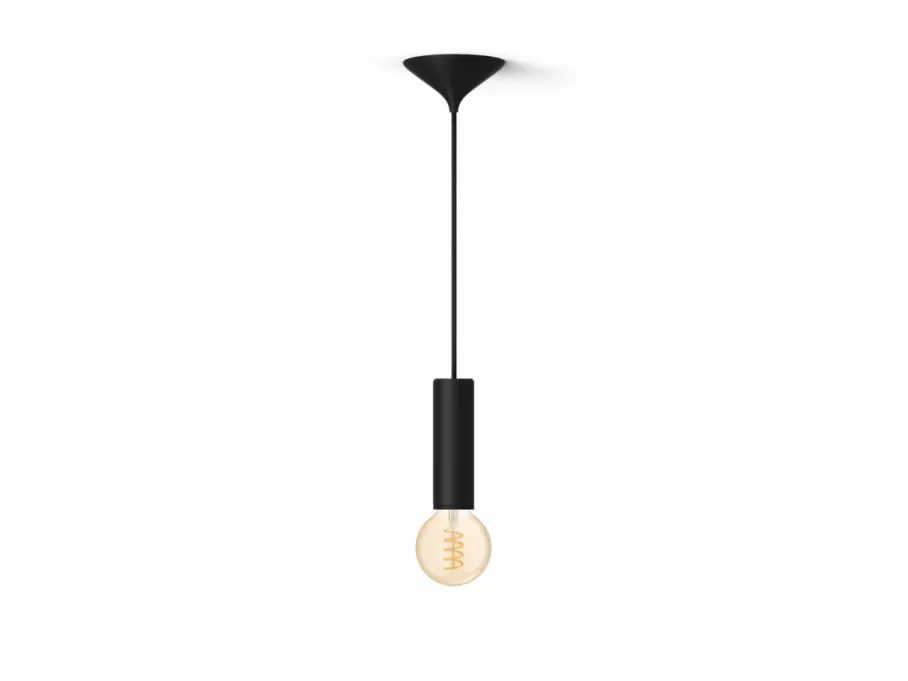 Philips Hue Zestaw: Średnia metalowa oprawa z kablem w płóciennym oplocie dla żarówek Filament (czarna) + żarówka G93 White ambiance Filament Globe* Zestawy|Lampy Wiszące