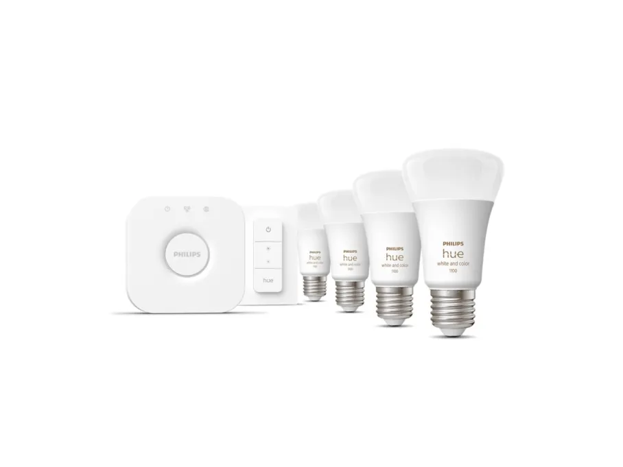 Philips Hue Zestaw startowy: 4 inteligentne żarówki E27 (1100) + regulator przyciemniania* Zestawy Startowe