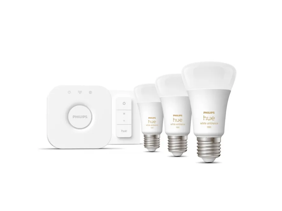 Philips Hue Zestaw startowy: 3 inteligentne żarówki E27 (1100) + regulator przyciemniania Hue Dimmer switch* Zestawy Startowe