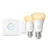 Philips Hue Zestaw startowy: 2 inteligentne żarówki E27 (1100) + regulator przyciemniania Hue Dimmer switch* Zestawy Startowe
