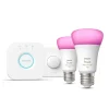 Philips Hue Zestaw startowy: 2 inteligentne żarówki E27 (1100) + przycisk Hue Smart button* Zestawy Startowe