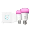Philips Hue Zestaw startowy: 2 inteligentne żarówki E27 (1100) + regulator przyciemniania Hue Dimmer switch* Zestawy Startowe